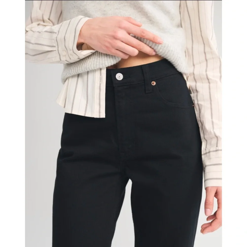 Abercrombie & Fitch High Rise 90s Relaxed Jean Womens 30 Long Black Denim Pants - Picture 3 of 9